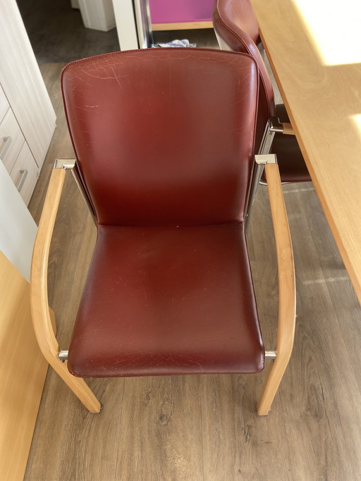 4 sillas de comedor Leolux Cimarron, rojo burdeos