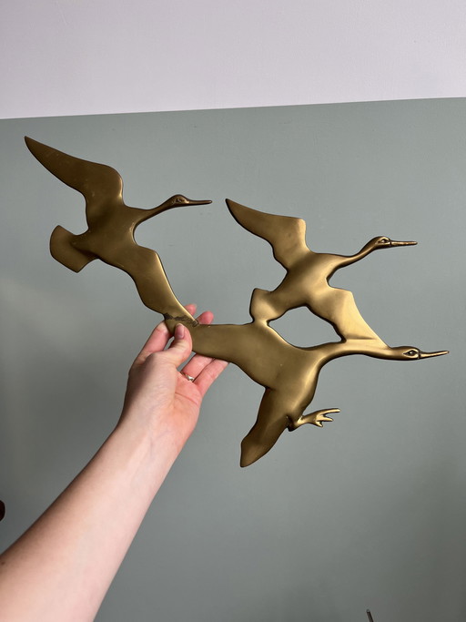 Set Brass wall birds gold colored birds