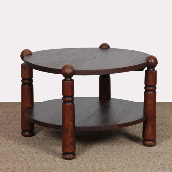 Image 1 of Solid oak coffee table in the style of Charles Dudouyt, 1950