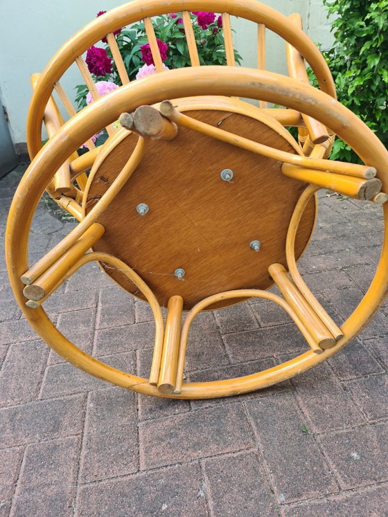 Image 1 of 2 sedie girevoli/a dondolo vintage in rattan – stile anni '70/'80, bohémien di metà secolo – in ottime condizioni!