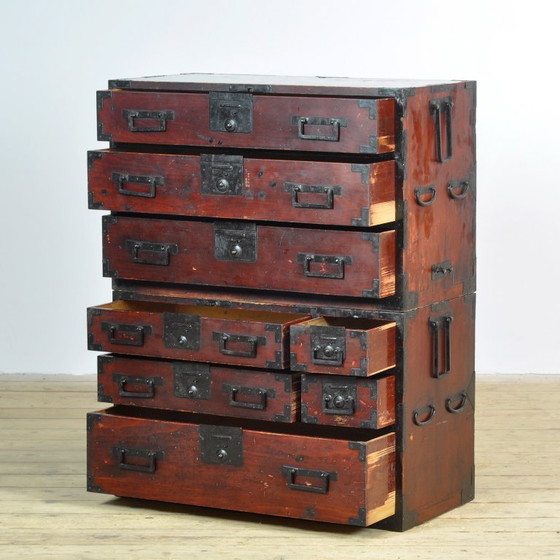 Japanese Tansu chest of drawers, circa 1890, Iron, Wood, Black (photo 4 of 16)