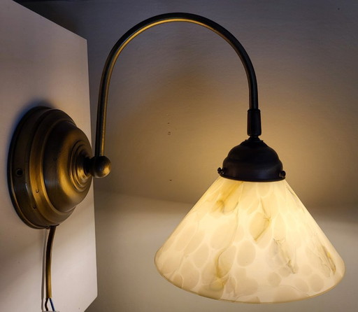 Art Deco brass wall lamp marbled