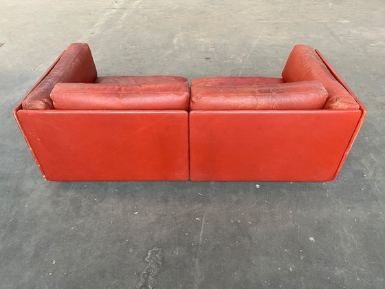 Image 1 of Banque design Vintage Deens des années 1970 en cuir cognac