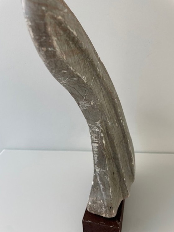 Image 1 of Scultura brutalista in pietra su acciaio Corten