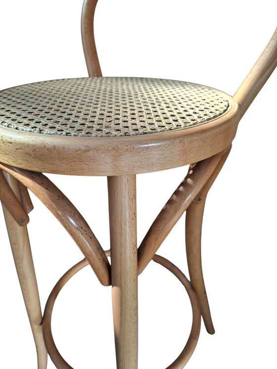 Image 1 of Set di 5 Sgabelli Thonet Style in Legno Curvato e Paglia di Vienna '70