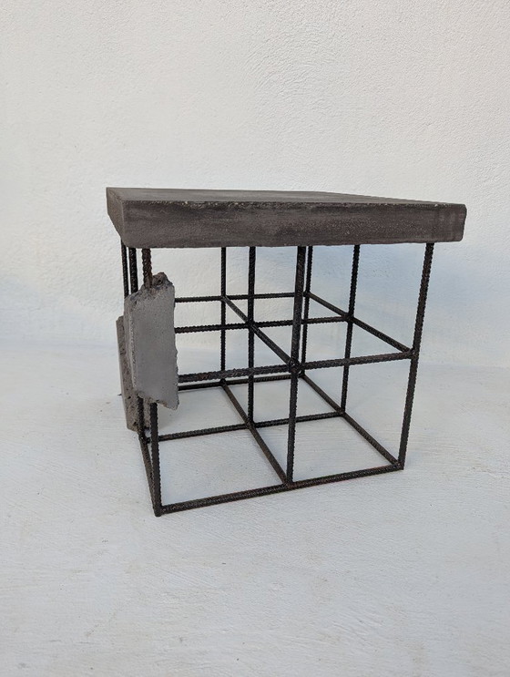 Image 1 of Brutalist Concrete & Steel Sculptural Table – Wallavibe Design