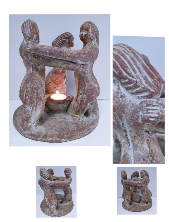 Image 1 of portacandele centrale in ceramica terracotta