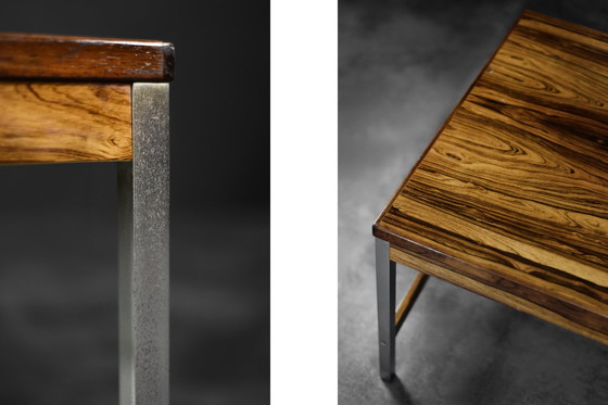 Image 1 of Tavolino da caffè grande vintage Mid-Century moderno in palissandro e alluminio di HMB Möbler Rörvik, Svezia, anni &#39;60