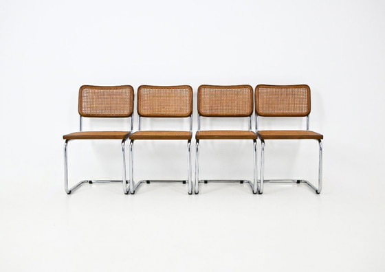 Eetkamerstoelen stijl B32 van Marcel Breuer, set van 4 – Metal, Rattan (photo 3 of 9)