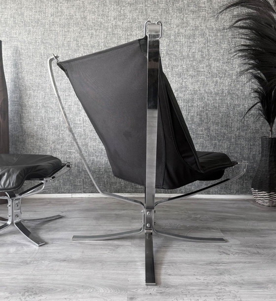 Image 1 of Fauteuil et repose-pieds Vintage Falcon – Sigurd Resell – Chrome