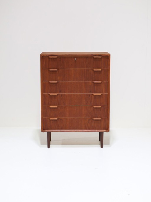 Commode haute aux angles arrondis, en teck, style vintage danois