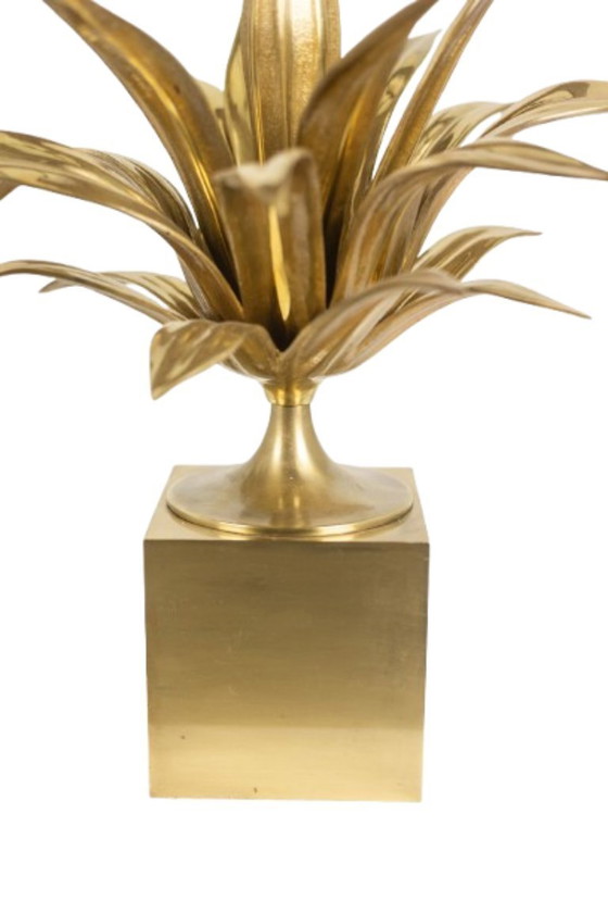 Image 1 of Maison Charles,  Lampe « agave » en bronze doré et laiton patiné. Années 70
