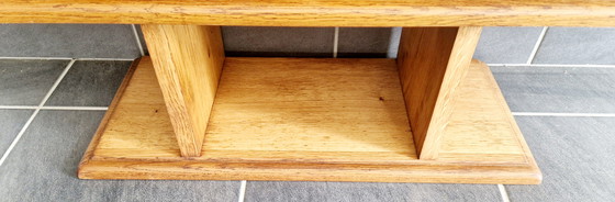 Image 1 of Lage plank in brutalistische stijl - massief eiken - jaren 1940