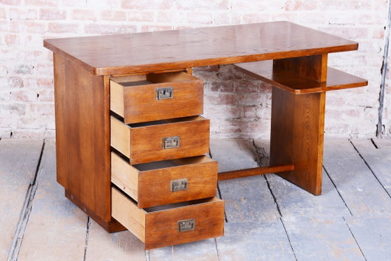 Restored Art Deco Writing Desk, J. Halabala, UP Zavody, Oak, Beech, Czech, 1930s – Jindřich Halabala, Wood (photo 10 of 12)