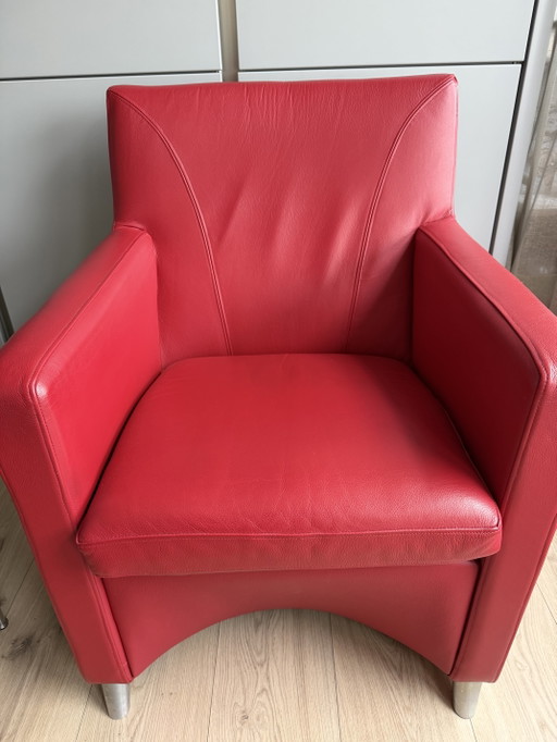 Leolux Dolcinea rood leer met hocker