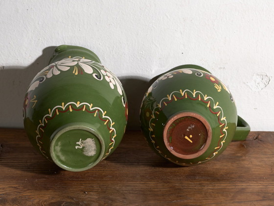 Pair of Vintage Glazed Ceramic Jugs, Central Europe, circa 1950 #6, Crockery, Yellow (photo 10 of 10)