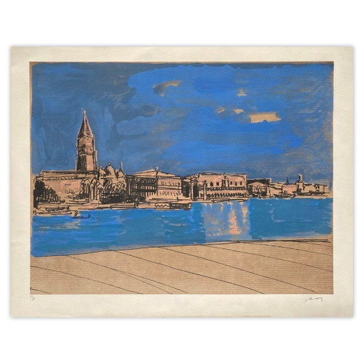 J LAMY Venise – Le Grand Canal Signierte Schablone 1975
