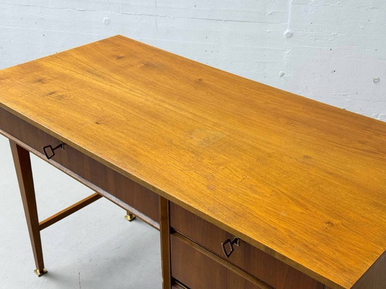 Image 1 of Walnut desk with brass details, 1960s