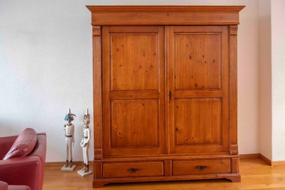 Image 1 of pine wood cabinet with plenty of storage space