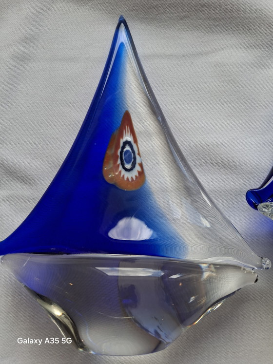Image 1 of Set vintage di 2 barchette a vela in autentico vetro di Murano, risalenti agli anni '70 circa.