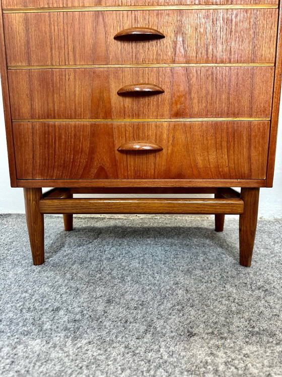 Cassettiera in teak Mid Century anni '50 '60 Design danese, Cassettiere, Legno, Marrone (foto 3 di 11)