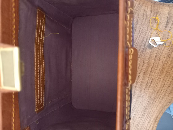 Image 1 of Vintage Gobelin Handtas – Jaren '70 – Echt Leer & Tapijt 