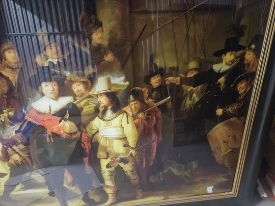 Image 1 of The Night Watch framed on tempered glass