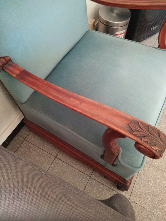 Poltrona stile Reggenza Luigi XV, Poltrone, Legno, Blu (foto 2 di 5)