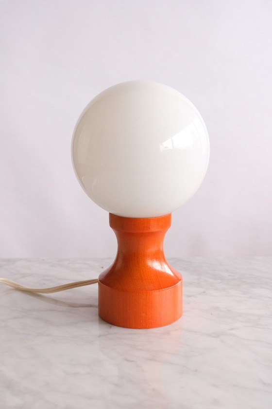 Image 1 of 2 lampes vintage en bois et verre