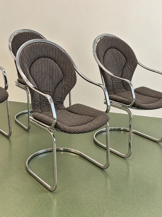 Set of Four Chrome Cantilever Dining Chairs, 1970’s (photo 6 of 6)