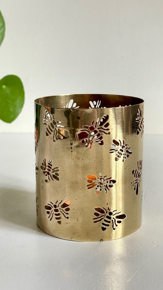 Image 1 of Messing bijen kaarsenhouder