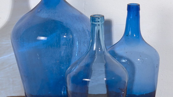 Antique blown glass demijohns (c.1920). Set of three pieces #66 – Glass art (photo 3 of 18)