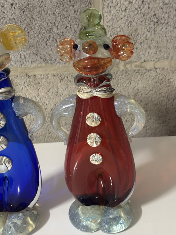 Image 1 of Zeldzaam paar vintage Murano glazen clowns uit de jaren 1950