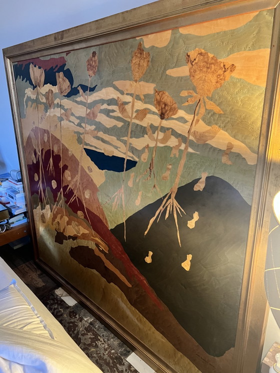 Image 1 of Limitierte Auflage: Kopfteil aus Art-Deco-Holz und Intarsien