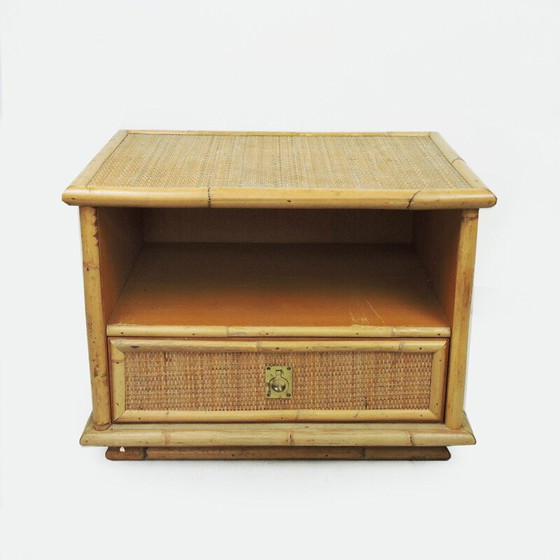 Image 1 of Vintage Dal Vera Bamboo and Wicker & Rattan Side Cabinet, Italy, 1960s