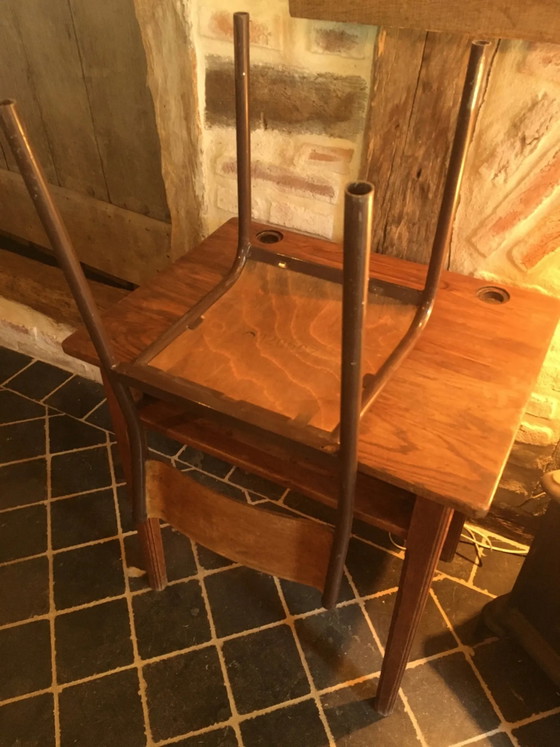 Escritorio de colegial y su silla – Madera, Metal, Vintage (photo 5 of 10)