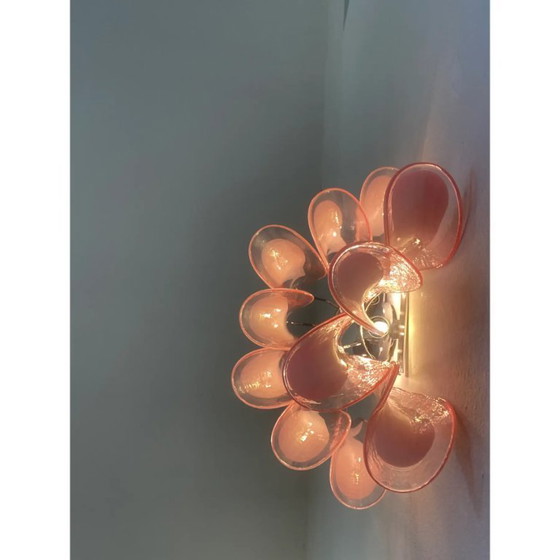 Image 1 of Coppia di applique da parete Selle in vetro di Murano rosa cipria