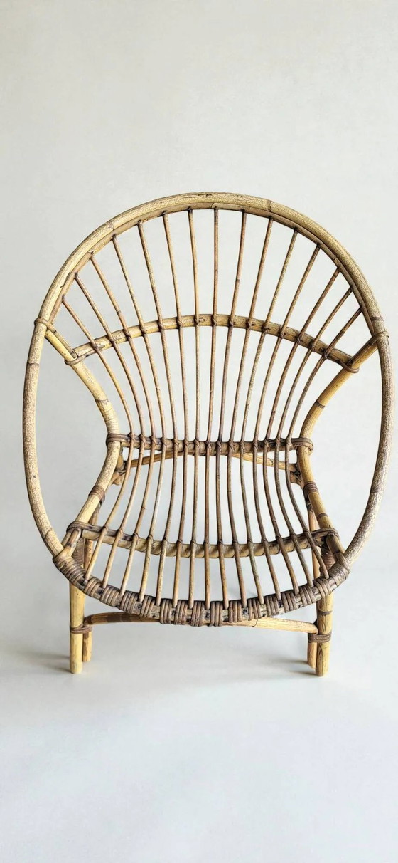 4 poltrone in rattan "a conchiglia" degli anni '60 – Sedie da giardino, Wicker, Mid Century Modern (photo 8 of 12)