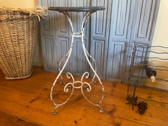 Image 1 of French Table Side Table Art Nouveau 1890 With Faux Marbre Hand Forged