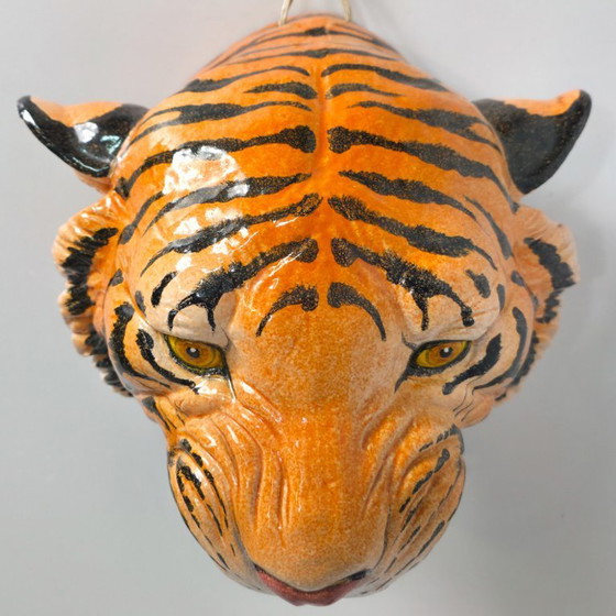 Image 1 of Hermosa cabeza de tigre de terracota italiana de mediados de los años 60