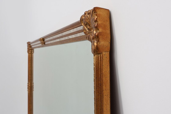 Image 1 of Grand miroir Deknudt rectangulaire doré de style baroque du 20e siècle, Belgique