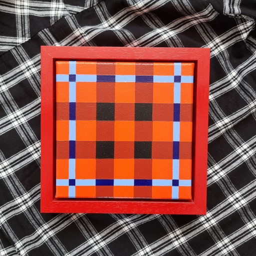 Colorful modern contemporary artwork orange 25x25 cm Handmade