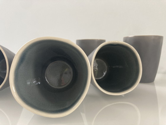 Image 1 of Set Of Six Blue Gray Espresso Cups