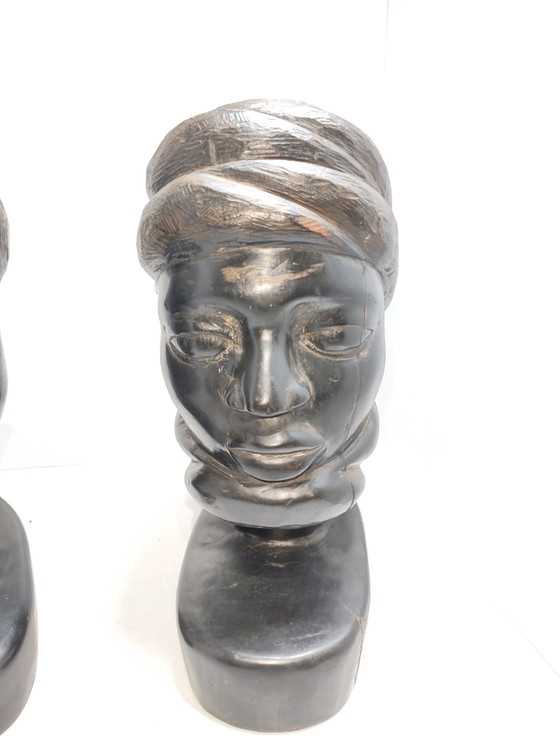 Busto Uomo e Donna Makonde Tanzania in Ebano – Sculture, Wood (photo 2 of 15)