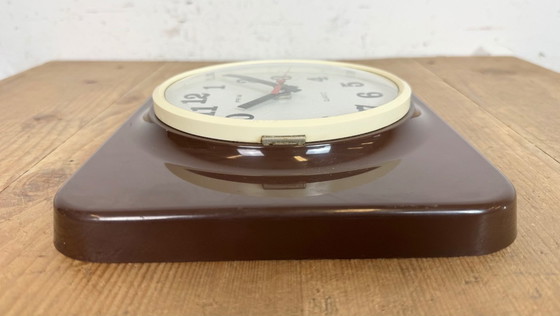 Image 1 of Vintage Brown Plastic Wall Clock from Prim, 1970s