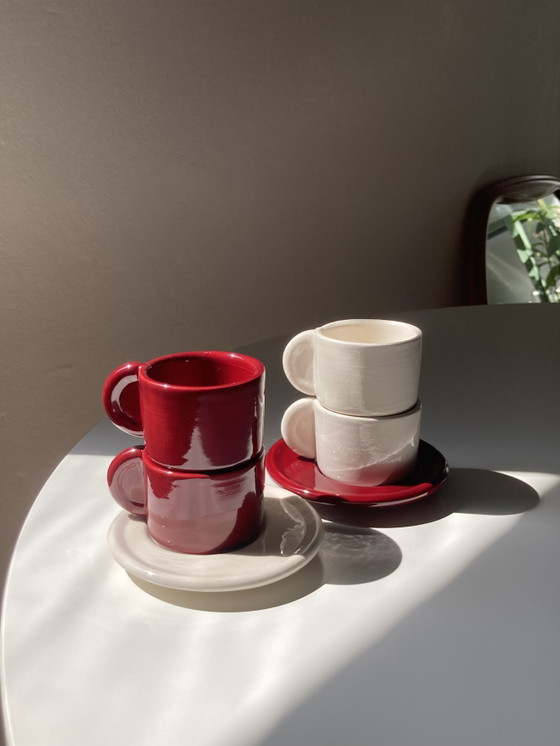 Image 1 of Ensemble de 4 tasses à café vintage en céramique