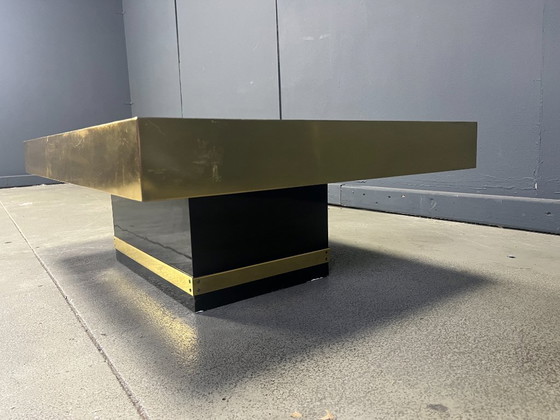 Image 1 of Etched Brass and Inlaid Agate Coffee Table by Felix De Boussy, Belgium
