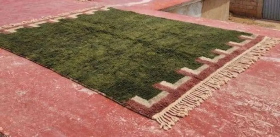 Moroccan Berber rug in khaki green and ecru 300x200 cm – handmade – Rugs & carpets, Wool, Cotton, Vintage (photo 3 of 7)