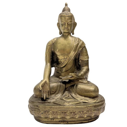 Chinesische Bronze Buddha Statue mit Shou Symbolen – Späte Qing-Zeit – Los 458