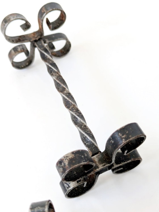 Image 1 of Set of 6 Midcentury Wrought Iron Knife Rests, French Brutalist, Spanish Revival Style, 1970s